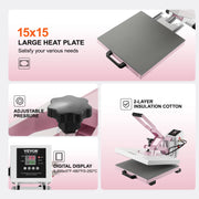 Bild in Galerie-Viewer laden, Amocart Heat Press 15 x 15 in Heat Press Machine Slide Out Heat Transfer Machine Fast Even Heating 2-Layer Insulation Cotton

