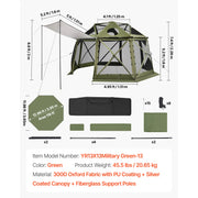 Charger l'image dans la visionneuse de galerie, Amocart Pop up Gazebo Screen Tent Camping Canopy Tent w/ Removable Top&amp;Carry Bag Quick-Set&amp;Bite-Proof Screen House Sun Shelter
