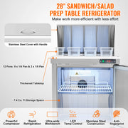 Load image into Gallery viewer, Amocart 28" Commercial Refrigerator Sandwich &amp; Salad Prep Table 7.4 Cu. Ft Stainless Steel Refrigerated Food Prep Station
