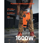 Bild in Galerie-Viewer laden, Amocart Corded Hammer Drill 1600W 175-350RPM Electric Demolition Drills 2-Inch SDS-Max Rotary Hammer Driver for Concrete Wood
