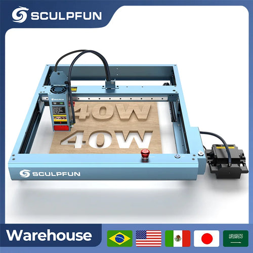 Sculpfun 40W Laser Engraver Cutting Machine SF-A9 For Paper Cutting Wood Bamboo Leather Colored Glass With 400*400 Working Area