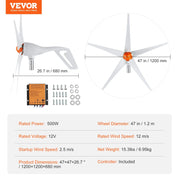 Bild in Galerie-Viewer laden, Amocart Wind Turbine Generator 12V 500W/800W Wind Turbine Kit Wind Power Generator with MPPT Controller Suitable for Home Farm
