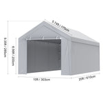 SucceBuy Carport Replacement Canopy Cover Garage Top Tent Shelter Tarp Heavy-Duty Waterproof & UV Protected （Frame Not Include）