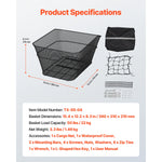 Amocart Rear Bike Basket Wire Mesh Bicycle Basket with Waterproof Cover Durable Metal Bike Back Basket Fits Most Rear Bike Rack