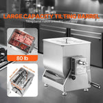 Amocart Manual Meat Mixer 80L Tilt Tank Processing Equipment(Mixing Max 80LBS) Stainless Steel Mixer w/ Lid Handle Gear Reducer
