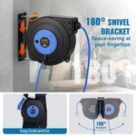 SucceBuy Retractable Extension Cord Reel 50FT Lighted Triple Tap Outlet 13Amp Circuit Breaker 180° Swivel Bracket Electrical Use
