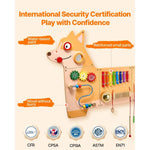 Amocart Puppy Kids Wall Busy Panels 12 Activities Board Montessori Sensory Learning Activity Center for Children Playroom Toys