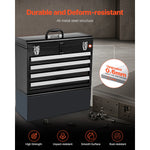Amocart 20.5in Metal Tool Box Portable 4-Drawers Tool Chest with Drawers Locking Multi-Function Tool Organizer for Workshop