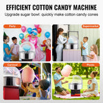 Amocart Electric Cotton Candy Machine Candy Floss Maker Commercial Cotton Candy Machine Stainless Steel Bowl and Sugar Scoop