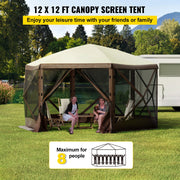 Charger l'image dans la visionneuse de galerie, Amocart Pop-up Camping Gazebo Camping Canopy Shelter 6 Sided 12' x 12' / 10' x 10' Sun Shade Tents &amp; Canopies Camping &amp; Hiking
