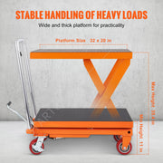Bild in Galerie-Viewer laden, with 4 Wheels for Material Handling Transport Amocart 1100lbs Hydraulic Lift Table Cart Manual  Scissor 35.4" Lifting Height
