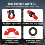 Bild in Galerie-Viewer laden, Amocart 2pcs 3/4" D-Ring Shackle U-Hook Loop Shackles with 7/8" Pin Isolators &amp; Washers for Jeep Off Road Vehicle Recovery
