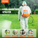SucceBuy Battery Powered Backpack Sprayer Adjustable Pressure 4 Gallon Tank with 8/ 6 Nozzles 2 Wands for Weeding Spraying Cleaning