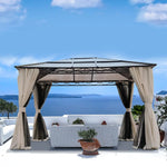 10x12 Hardtop Gazebo Aluminum Frame UV50+ Mosquito Net & Curtains Outdoor Garden Backyard Shelter, Custom