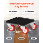 SucceBuy 4PCS Furniture Dolly 1200Lbs/3474Lbs Fridge Movers with 5 360° Rotation Wheels&Lift Slider Tool Set for Appliances Sofa