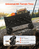 SucceBuy Collapsible Wagon Cart 225LBS Folding Wagon with All-Terrain Wheels with Adjustable Handle for Beach Grocery Garden