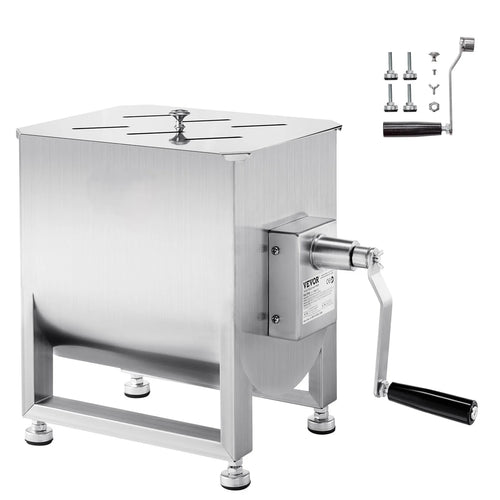 SucceBuy 10 20 30 40L Manual Meat Mixer Fixed Tank Meat Processing Equipment Sausage Mixer Machine with Lid Handle Gear Reducer