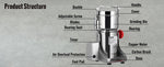 Amocart 150-2500g Electric Grain Mill Grinder Commercial Swing Spice Grinders for Dry Herbs Grains Spices Cereals Coffee Corn