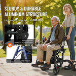 Amocart 2 in 1 Rollator Walker & Transport Chair for Seniors Folding Rolling Walker Wheelchair Combo & Aluminum Mobility Walker