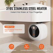 Charger l'image dans la visionneuse de galerie, Amocart Electric Mini-Tank Water Heater 1440W Hot Water Boiler Storage for Kichen Bathroom Restaurant Shelf Wall Floor Mounted
