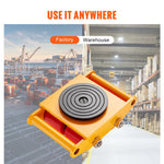 SucceBuy 6T Machinery Skate Dolly Industrial Mover with 4 Wheels and 360° Rotation Non-Slip Cap for Warehouse Workshop Factory