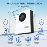 Anern 12KW 6.5KW 5KW High Frequency Hybrid Solar Inverter 160A 48V Solar Battery Charge Dual AC Output Pure Sine Wave Inverter