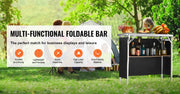 Charger l'image dans la visionneuse de galerie, Amocart Folding Portable Bar Table Tradeshow Podium Table for Party Picnic Exhibition Include Carrying Case Storage Shelf Skirt
