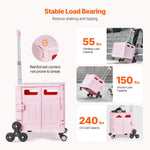 SucceBuy 150lbs Stair Climbing Cart 65L Foldable Utility Hand Cart with Wheels Collapsible Crate RollingCart for Shopping Office