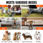 Charger l'image dans la visionneuse de galerie, Amocart Dog Stair for Cars Wide Dog Car Steps Folding Portable Pet Steps Lightweight Aluminum for Car SUV and Truck 150 lbs
