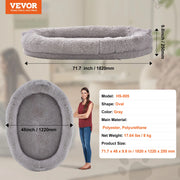 Bild in Galerie-Viewer laden, Amocart Human Dog Bed Human Dog Bed for Adult Human Size Dog Bed with Washable Faux Rabbit Fur Cover Egg Orthopedic Foam Grey
