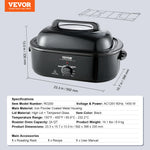 SucceBuy Electric Roaster Oven 24 QT Turkey Roaster Oven with Self-Basting Lid 1450W Roaster Oven Defrost&Warm Function Silver
