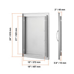 Amocart BBQ Access Door Stainless Steel Flush Mount Door Wall Vertical Door w/ Recessed Handle Grilling Station Outside Cabinet