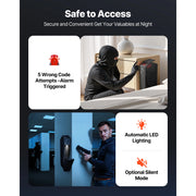 Charger l'image dans la visionneuse de galerie, Amocart Gun Safe Slider Handgun Safe Fingerprint/Password/Key 3-Way Quick Access Case Box with LED for Nightstand Bedside Desk
