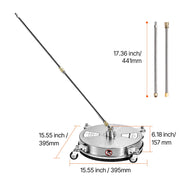 Charger l'image dans la visionneuse de galerie, Amocart Pressure Washer Surface Cleaner PE/Stainless Steel Pressure Washer Attachments with 4 Wheels for Concrete Patio Deck
