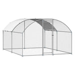 SucceBuy Metal Chicken Coop 9.8x13.1x6.5ft with Cover Doom Roof Hen House with Security Lock Outdoor Duck Rabbit Cage for Yard