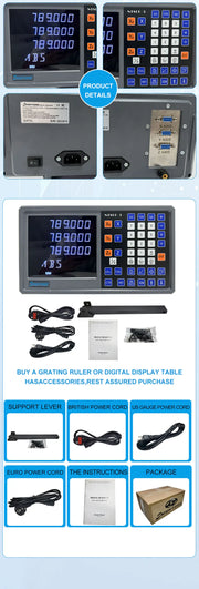 Load image into Gallery viewer, Ultra-accurate Dro NT800 3 Axis Kit AC90-260V &amp; 50-1000mm Linear Glass Scale Encoder Digital  Ruler for Lathe Milling Machines
