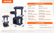 Bild in Galerie-Viewer laden, Amocart Cat Tree for Indoor Cats Cat Tower with Cat Condo Sisal Scratching Post HammockTop Perch Jumping Platforms Dark Grey

