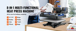 Amocart 30*38CM 8 in 1 Combo Upgrade Heat Press Machine 360° Rotation Sublimation Printer Cap Shirt Mug Plate 2D Heat Transfer
