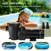 Charger l'image dans la visionneuse de galerie, Amocart Swimming Pool Pump 1.5HP / 2.0HP Single Speed Pumps for Above Ground Pool with Strainer Filter Basket ETL Certification
