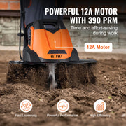 Charger l'image dans la visionneuse de galerie, Amocart 12 Amp Electric Tiller 18" Tilling Width 3.94" Tilling Depth Corded Electric Tiller/Cultivator Steel Mn Tines Rototille
