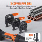 Charger l'image dans la visionneuse de galerie, Amocart Press Tool 18V Electric Pipe Crimping Tool for 1/2" 3/4" 1" Copper Pipes Press Tool Kit with 3 Jaws 2Pcs Battery Compatible with Propress

