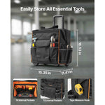 Amocart 110Lbs Rolling Tool Bag 25 Pockets Roller Tool Bag on Wheels with Telescoping Handle Toolbag Organizers for Mechanic