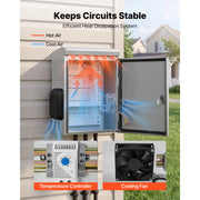 Charger l'image dans la visionneuse de galerie, Amocart Outdoor Electrical Box 20 x 16 x 8 in Stainless Steel Ventilated Electrical Enclosure with Thermostat and Fan, Rain Hood, Hinge Connection, Wall/Pole Mounted
