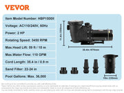 Bild in Galerie-Viewer laden, Amocart Above Ground Pool Pump 1HP/1.5HP/2HP Single Speed with Filter Basket for Above Ground Pools Hot Tubs Spas UL Certified
