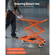 Load image into Gallery viewer, SucceBuy Hydraulic Lift Table 500lbs Capacity 47.2" Lifting Height Double Scissor Lift Table Cart with Wheels for Transportation
