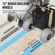 Load image into Gallery viewer, Amocart Beach Dolly with Big Wheels for Sand 29.9"x15.4" Cargo Deck w/ 12" Balloon Wheels 165 lbs Folding Sand Cart for Beach
