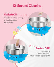 Charger l'image dans la visionneuse de galerie, Amocart Electric Cotton Candy Machine with Cart Commercial Candy Floss Maker with 20.5 in Stainless Steel Bowl, Sugar Scoop

