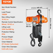 Bild in Galerie-Viewer laden, Amocart 2200 lbs Electric Chain Hoist Single Phase Overhead Lifting Crane with Chain 10 ft  Wired Remote Control for Garage

