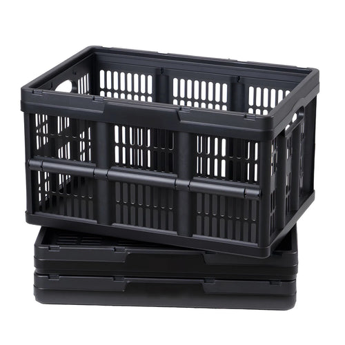 Amocart 45L 3PCS Plastic Collapsible Storage Bins Stackable Folding Storage Crates Space-Saving Containers for Home Organizing
