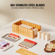 Bild in Galerie-Viewer laden, Amocart Soap Making Kit Bamboo Cutting Box and Inner Box with Silicone Mold Stainless Steel Straight Cutter and Wavy Cutter
